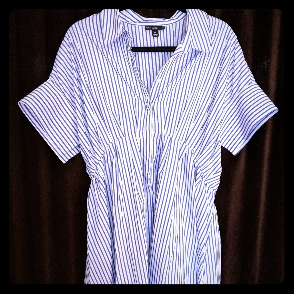 VBxTarget Blue Stripe Poplin Gathered Waist Dress